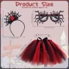 HIFOT Costume Araignée Enfant Fille,Araignée Jupe Tutu avec Bandeau Chapeau de Sorcière Lunettes Accessoire Halloween Deguise