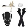 MIVAIUN 5 Pcs 1920s Accessoires Set, Années 1920 Accessoires Gatsby Costume Set, Accessoire Annee 20, Bandeau, Collier, Gants