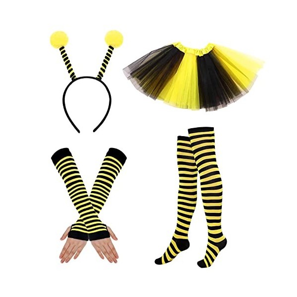 Deguisement Abeille Fille Femme, Costume Carnaval Deguisement Halloween Enfant Adulte, Jupe En Tulle Tutu Robe Set Accessoire