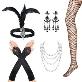 VIKSAUN 5 Pièces 1920 Accessories, 1920 Flapper Great Gatsby Accessoires Fashion Roaring 20s Theme Set, Accessoire Année 20 