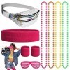 Accessoire Déguisement Année 80, Kit d’accessoire Année 80 Contient Sac Banane/Bandeau/Lunettes/Bracelets/Colliers, Costume d