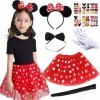 Boyigog Mouse Deguisement Halloween Femme Fille - Minnie Mouse, Minnie Tutu Rouge Bandeau Minnie Gant Blanc Nez Noir pour Acc