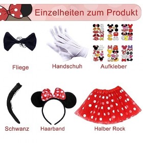 Boyigog Mouse Deguisement Halloween Femme Fille - Minnie Mouse, Minnie Tutu Rouge Bandeau Minnie Gant Blanc Nez Noir pour Acc