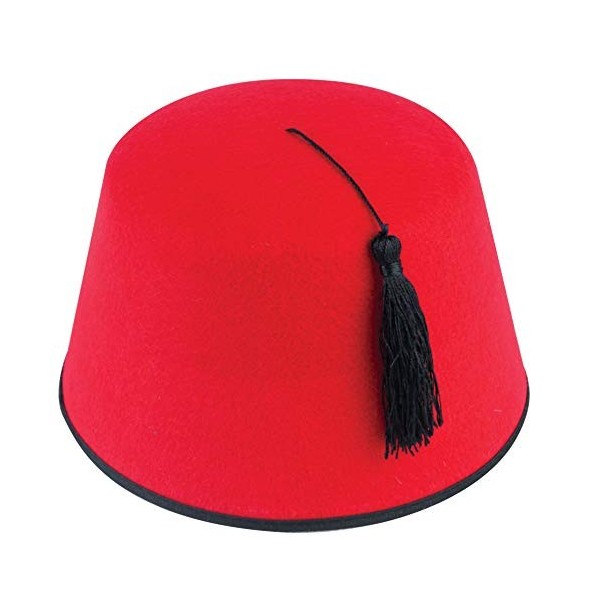 Quickdraw X 6 Adultes Rouge Chapeau Fez Turque Noir Pompons Unisexe Accessoire Déguisement