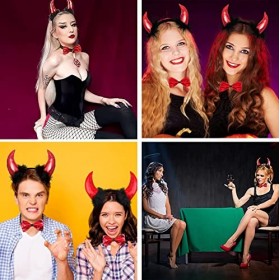 4 Pièces Kit Déguisement Diablesse, Accessoires Diablesse, Deguisement Halloween Femme Demon, Avec Bandeau de Corne Démon, Cr