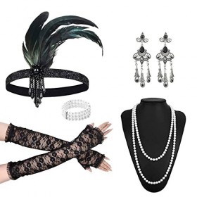 TSHAOUN 1920 Accessories 6 Pcs Accessoires Gatsby Costume Set 1920s Accessoires de Déguisement Années 1920 Accessoires Bandea