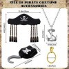 Chalyna Set de 6 Pcs Accessoires de Costume de Pirate, Chapeau Cache-Œil Boucle dOreille Épée de Coutelas Gonflable Crochet 