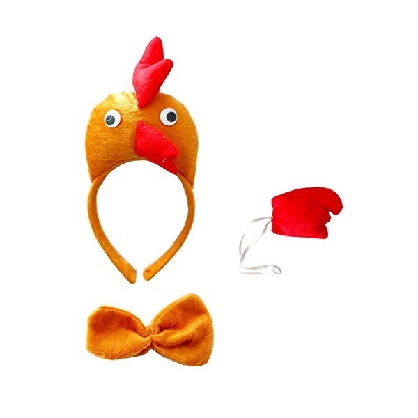 Lovelegis Set serre-tête de coq – queue – nœud papillon – animaux – costume – déguisement – carnaval – Halloween accessoires 