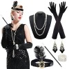 Aurasky Accessoire Annee 20 Femme, Costume Accessoires Avec Bandeau Collier Gants Doreilles, Deguisement Vintage Femmes Anné