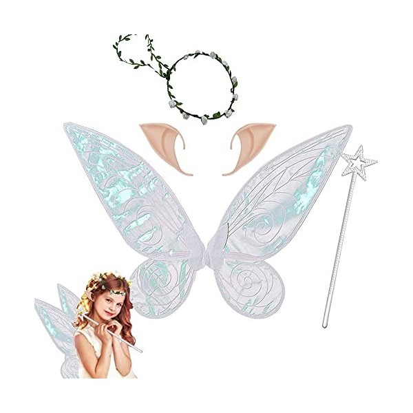 HIQE-FL Ailes dange Adulte,Ailes de Fée Enfant,Fairy Wings Adult,Ailes de Fée Papillon pour Filles,Ailes de Fée Déguisement,