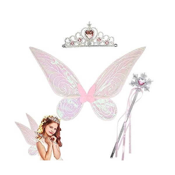 HIQE-FL Ailes dange Adulte,Ailes de Fée Enfant,Fairy Wings Adult,Ailes de Fée Papillon pour Filles,Ailes de Fée Déguisement,