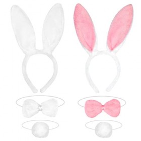 Tête Bandeau Oreilles de Lapin,Serre-tête Oreilles de Lapin en Peluche,Costume Déguisement Accessoires Lapin pour Enfants Pâq
