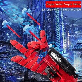 HVIERO Lot de 2 Gant de Lanceur Spider, Gant Spider Enfant Lanceur Toile Jouet, Jouets de Poignet Lanceur de héros, Spider La