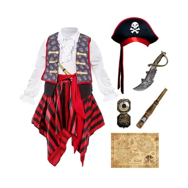 Party-Poter Deguisement Pirate Enfant Halloween Fille Enfant, Déguisement Costume Pirate Enfant, Deguisement Pirate Fille Cos