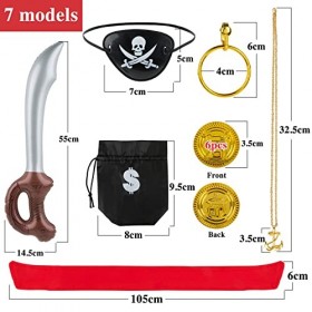 COLOFALLA 7PCS Costume Pirate Cosplay Accessoires Pirate Jeux Déguisement pour Anniversaire Carnaval Fête Halloween