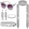 HOWAF 5 Deguisement Disco Femme, Deguisement Annee 70 80 Lunette Disco Bracelet Collier Disco Bandeau Boucles doreilles Écha