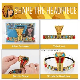 HIFOT 3 Pcs Ensemble Daccessoires Pour Costume Égyptien - Coiffe Cléopâtre Bracelet Serpent Collier Serpent Deguisement Femm