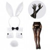 KAYLRE Ensemble daccessoires de lapin pour femme - Bandeau oreilles de lapin - Collier - Nœud papillon - Manchettes - Queue 