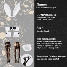 KAYLRE Ensemble daccessoires de lapin pour femme - Bandeau oreilles de lapin - Collier - Nœud papillon - Manchettes - Queue 