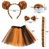 Déguisement Animaux Enfant,Costume de Tigre Fille,Deguisement Animal Tutu Jupe avec Serre Tête Oreille+ Nez +Noeud Papillon+Q