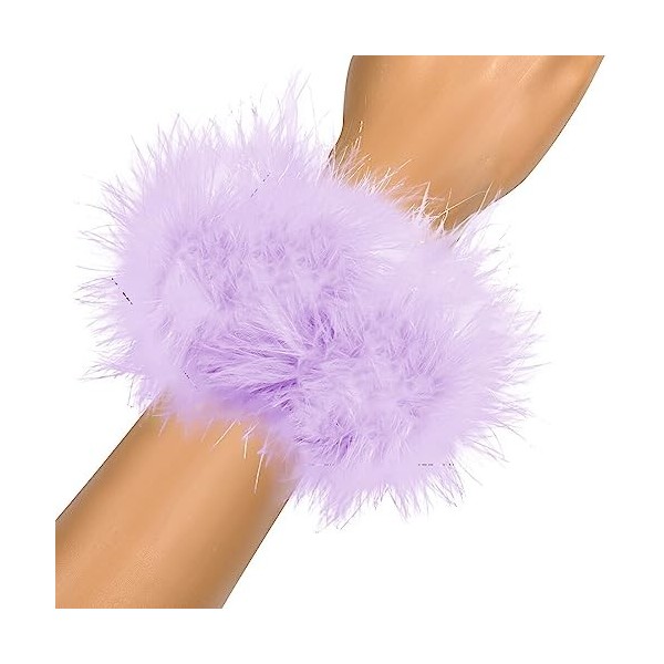 JAWSEU Poignets Plumes, Bracelet Slap Plume Manchette de Poignet Plume Accessoire Déguisement Femme Manche Plume Poignet Élég