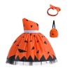 Costume Halloween Citrouille Orange Fille Princesse Robe Fille Déguisement Halloween Fête Accessoire Sac Déguisement Hallowee