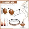 Photect 4 Pcs Set dAccessoires de Costume Hippie Fantaisie Comprenant Bandeau Boho Lunettes de Soleil Rondes Vintage Collier