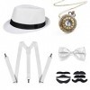 NITAIUN Accessoire Annee 20 pour Homme, Great Gatsby Costume Accessoires Kit, 1920s Hommes Déguisements Accessoires, Flapper 