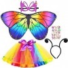 5 Pièces Costume de Fée Papillon,Costume de Fée Papillon,Costume enfant tutu,Déguisement Femme Papillon,Costume Papillon Fill