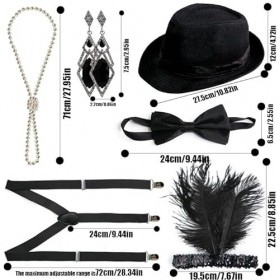 6 Pièces 1920s Accessoires Set, Annee 20 Costume Accessoires, Femmes Bandeau, Collier et Boucles doreilles avec Hommes Chape