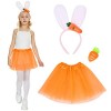 Hereneer Déguisement Lapin pour Filles, 3 Pcs Animaux Enfant Tutu Jupe, Tête Bandeau Oreilles de Lapin, Queue Peluche Costume