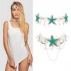 NICENEEDED 2 PCS Starfish Hair Bands Collier Ensemble, Accessoires de Déguisement de Sirène, Bohème Océan Bandeau et Collier 