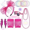 Zeaying Deguisement Annee 80 Femme Accessoire Fluo, Deguisement Annee 80 Femme Rock Disco, Bracelet Fluo Année 80, Mitaines R