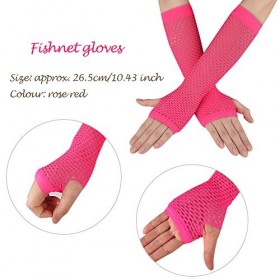 FEPITO 18 Pcs Neon Perles Colliers Bracelets Foudre Boucles doreilles Gants en résille Jambières Bandeaux Extensibles pour L