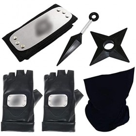 UZSXHJ 5 PCS Jeu dAnime Jouet plastique Kakashi Cosplay Headband Glove Accessoires Costum Collection Prop Cosplay Accessoire