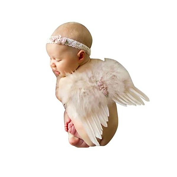 LICHENGTAI Ailes D'ange Avec Fleur Bandeau Set, Bébé Photoshoot Costume LICHENGTAI Ailes D'ange Avec Fleur Bandeau Set, Bébé Photoshoot Costume