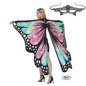 SBSB Ailes De Papillon pour Les Femmes, Femme Ailes Papillon Coloré, Écharpe Femme Ailes Papillon, Papillon Ailes pour Déguis