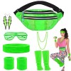 YADODO Deguisement Annee 80 Femme Accessoire Fluo Sac Banane Jambières Accessoire Annee 80 90 Deguisement Disco Femme Homme E