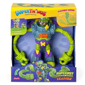 SUPERTHINGS Superbot Power Arms Trasher – Robot méchant articulé avec Bras Flexibles et Accessoire de Combat Comprend 1 Kazoo