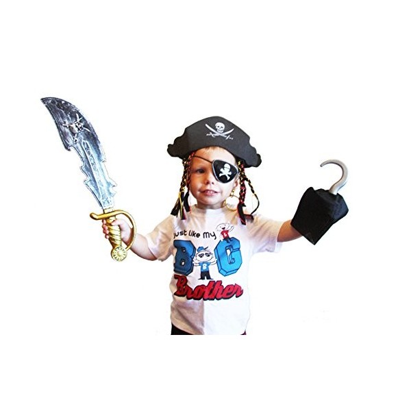 Joyin Toy halloween pirate costume set y compris chapeau, oeil patche, épée, anneau doreille et crochet