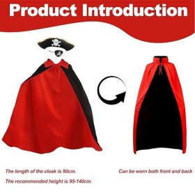 3 Pièces Halloween de Capitaine Pirate pour Enfants, Halloween JEU de Rôle, Comprend un Chapeau de Pirate, une Cape et un Cac