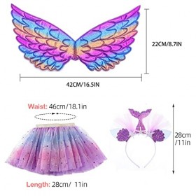 HIFOT Deguisement Fille Licorne Princess Enfant,Jupe Tutu de Ailes Licorne Bandeau Baguette Magique Enfants Filles Licorne,Li