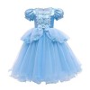 IWEMEK Filles Aurore Costume Princesse Robe Longue en tulle + Accessoires Ensemble La belle au bois dormant Cosplay Halloween