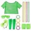 DAGORD Accessoires de costume des années 80 Déguisement Année 80 Accessoire Femme Fluo avec Bandeau Bracelet Néon Engrener T-