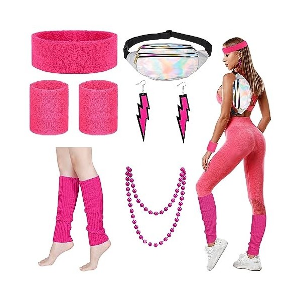 YOUYIKE Déguisement Année 80 Accessoire Femme, déguisement fluo, Disco Costume Vetement Fête, Costume Déguisement Disco pour 