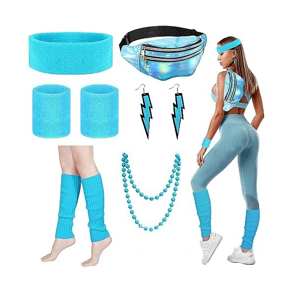 YOUYIKE Déguisement Année 80 Accessoire Femme, déguisement fluo, Disco Costume Vetement Fête, Costume Déguisement Disco pour 