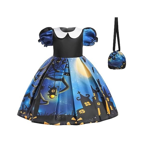 Susenstone Déguisement Filles Enfants Princesse Robe Halloween Fille Citrouille Orange Noire Halloween Déguisement Enfant Acc