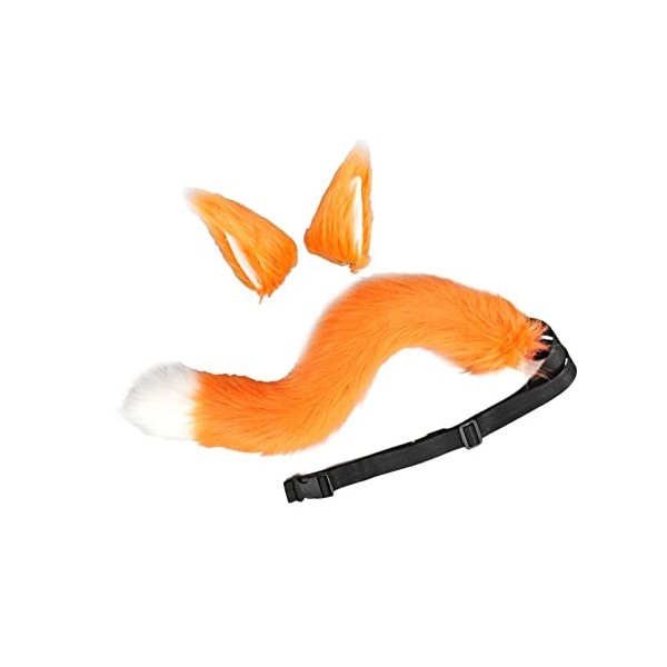 SM SunniMix Cosplay Costume, 50 Cm Fourrure Queue De Chat, Accessoires De DéGuisement, Oreilles Et Queue De Renard Ensemble C