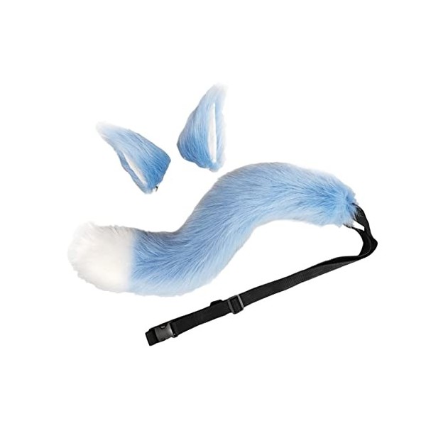 SM SunniMix Cosplay Costume, 50 Cm Fourrure Queue De Chat, Accessoires De DéGuisement, Oreilles Et Queue De Renard Ensemble C