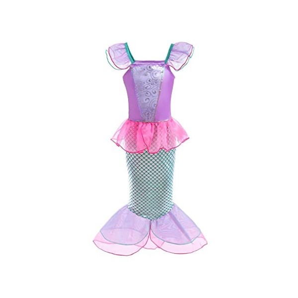 Lito Angels Deguisement Robe Princesse Ariel Costume de Sirène avec Perruque pour Enfant Fille, Taille 4-5 ans, Rose Chaud